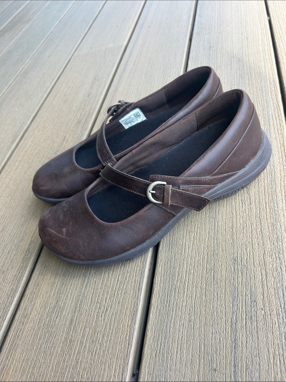 Merrell brown leather Mary Jane flats size 8